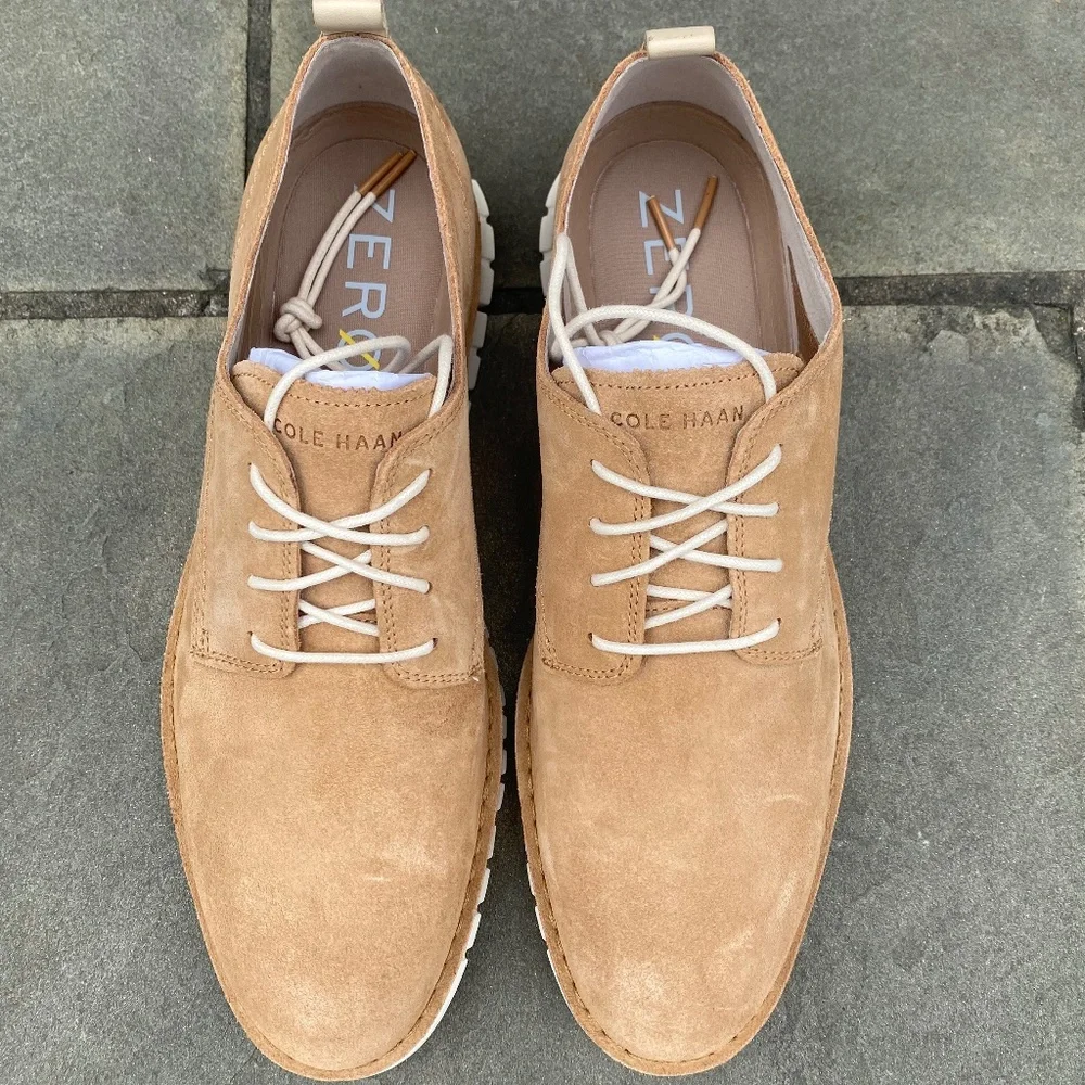 Cole Haan Zerogrand Stitchout Oxford shoes beige ivory suede 11M
